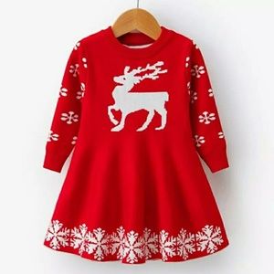 Girls Snowflake & Reindeer Dress